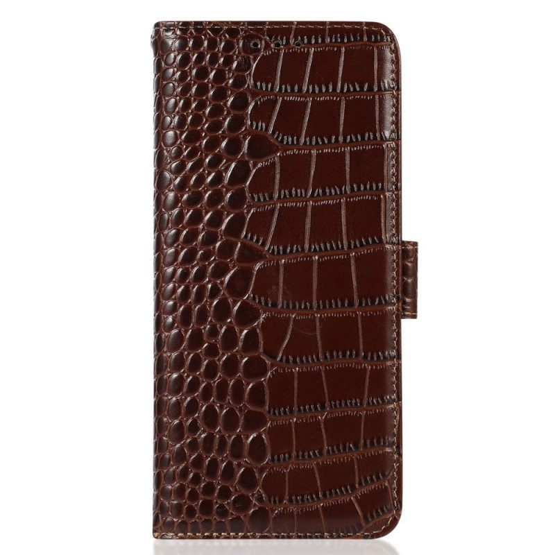 Nahkakotelo Oppo Reno 7 Crocodile Style Aitoa Nahkaa Rfid