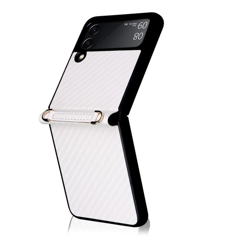 Case Samsung Galaxy Z Flip 3 5G Kotelot Flip Hiilikuitu Kaulanauhalla