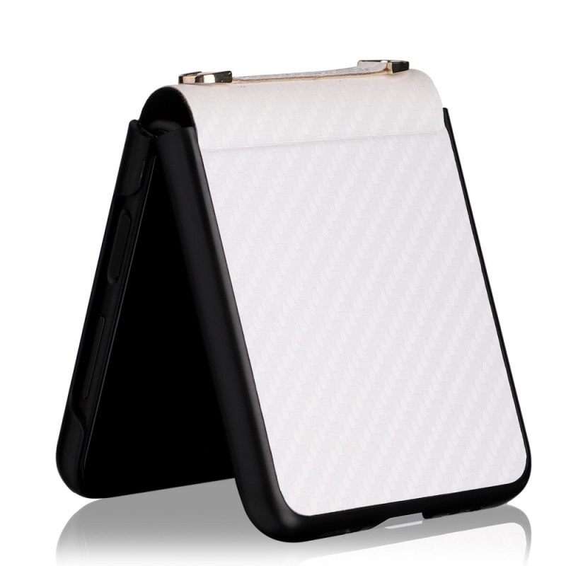 Case Samsung Galaxy Z Flip 3 5G Kotelot Flip Hiilikuitu Kaulanauhalla