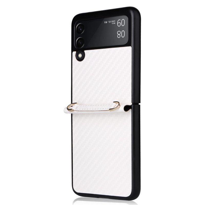 Case Samsung Galaxy Z Flip 3 5G Kotelot Flip Hiilikuitu Kaulanauhalla