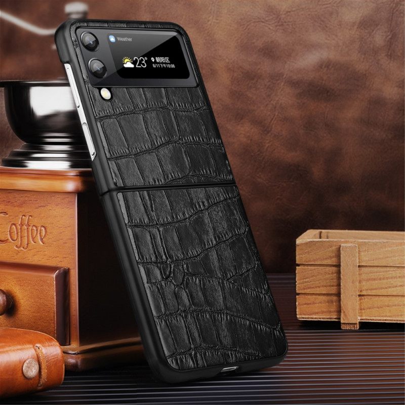 Kuori Samsung Galaxy Z Flip 3 5G Kotelot Flip Aito Crocodile Texture Nahka