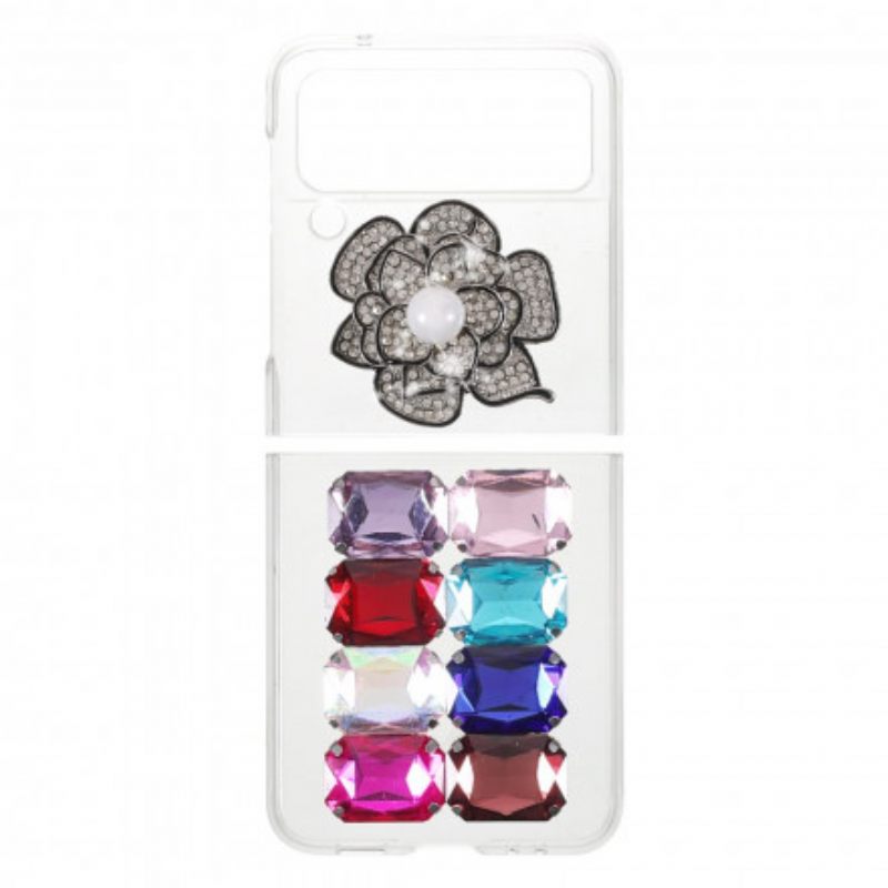 Kuori Samsung Galaxy Z Flip 3 5G Kotelot Flip Gemstones Flowers