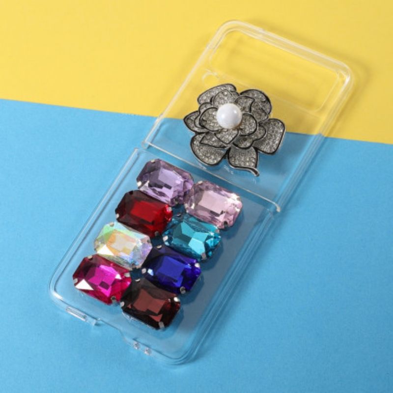 Kuori Samsung Galaxy Z Flip 3 5G Kotelot Flip Gemstones Flowers