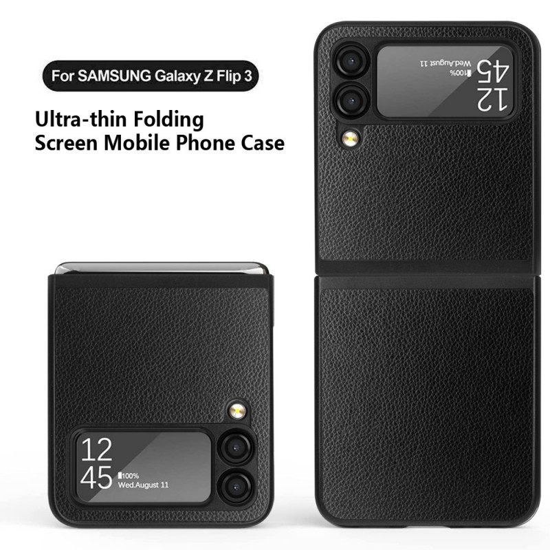 Kuori Samsung Galaxy Z Flip 3 5G Kotelot Flip Style Litchi Leather 2 Kpl