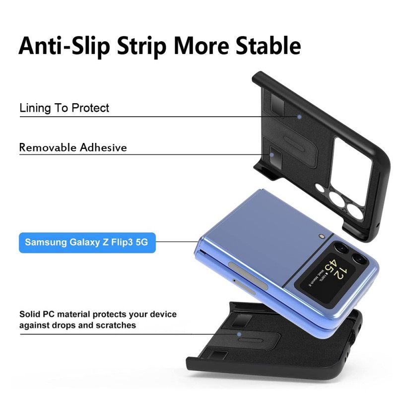 Kuori Samsung Galaxy Z Flip 3 5G Kotelot Flip Style Litchi Leather 2 Kpl