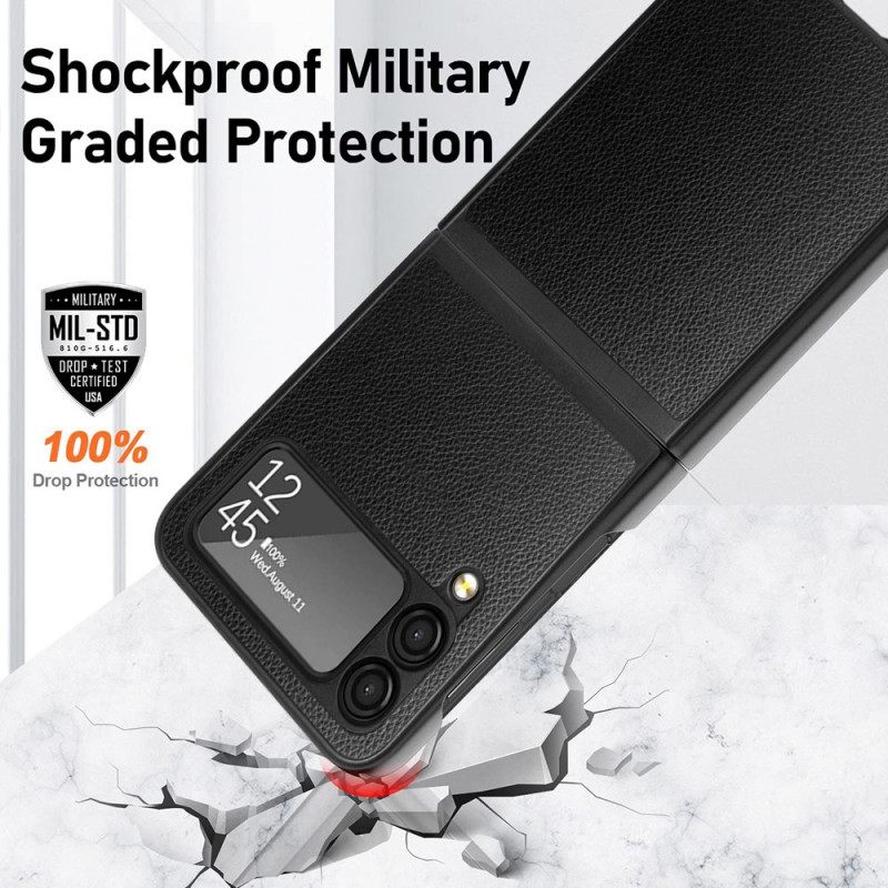 Kuori Samsung Galaxy Z Flip 3 5G Kotelot Flip Style Litchi Leather 2 Kpl