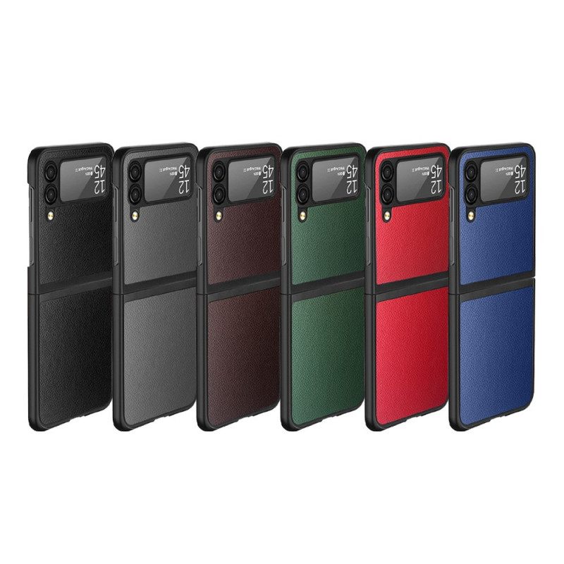 Kuori Samsung Galaxy Z Flip 3 5G Kotelot Flip Style Litchi Leather 2 Kpl