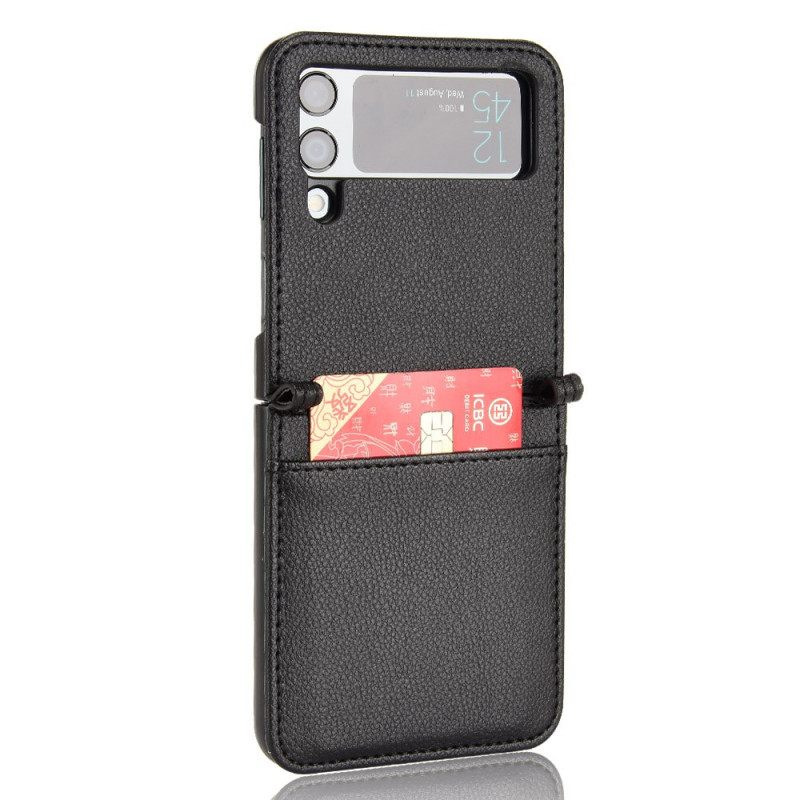 Kuori Samsung Galaxy Z Flip 3 5G Kotelot Flip Style Litchin Nahkainen Korttikotelo