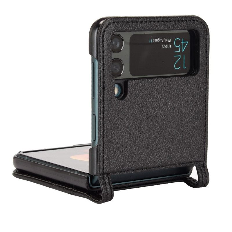 Kuori Samsung Galaxy Z Flip 3 5G Kotelot Flip Style Litchin Nahkainen Korttikotelo