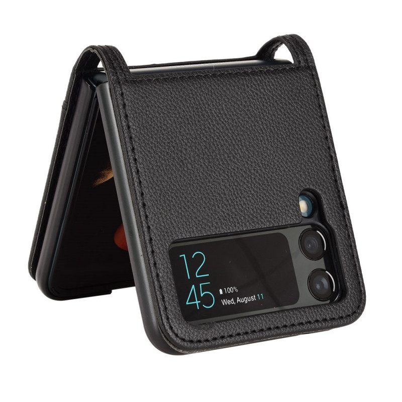 Kuori Samsung Galaxy Z Flip 3 5G Kotelot Flip Style Litchin Nahkainen Korttikotelo