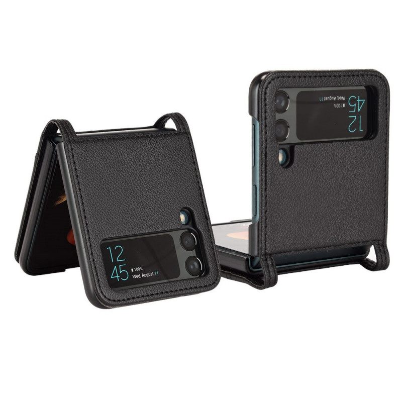 Kuori Samsung Galaxy Z Flip 3 5G Kotelot Flip Style Litchin Nahkainen Korttikotelo
