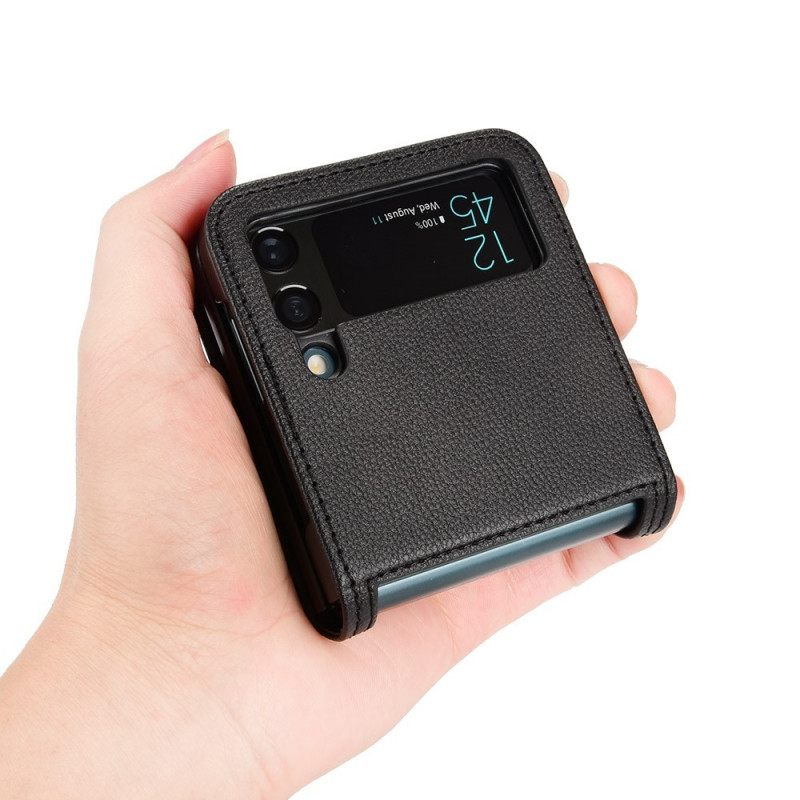 Kuori Samsung Galaxy Z Flip 3 5G Kotelot Flip Style Litchin Nahkainen Korttikotelo