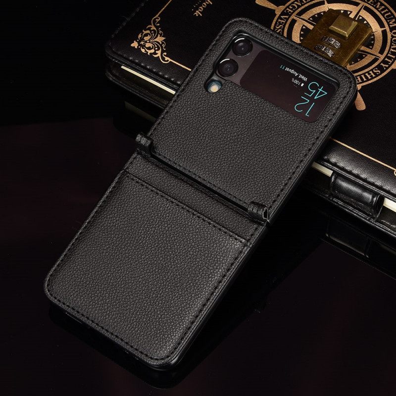 Kuori Samsung Galaxy Z Flip 3 5G Kotelot Flip Style Litchin Nahkainen Korttikotelo