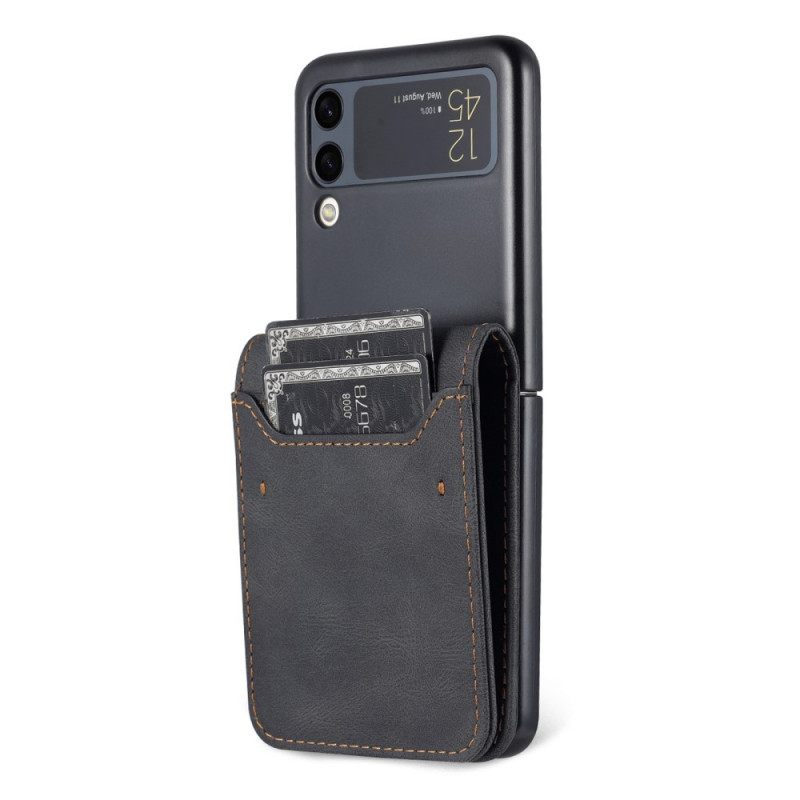 Nahkakuori Samsung Galaxy Z Flip 3 5G Kotelot Flip Leather Effect Korttipidike Ja Hihna Azns