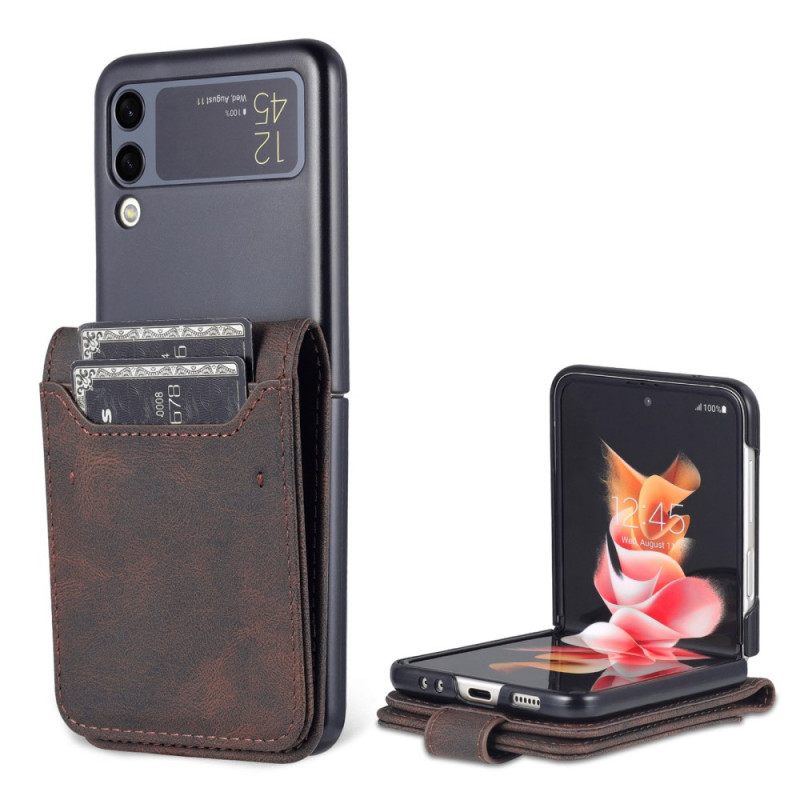 Nahkakuori Samsung Galaxy Z Flip 3 5G Kotelot Flip Leather Effect Korttipidike Ja Hihna Azns