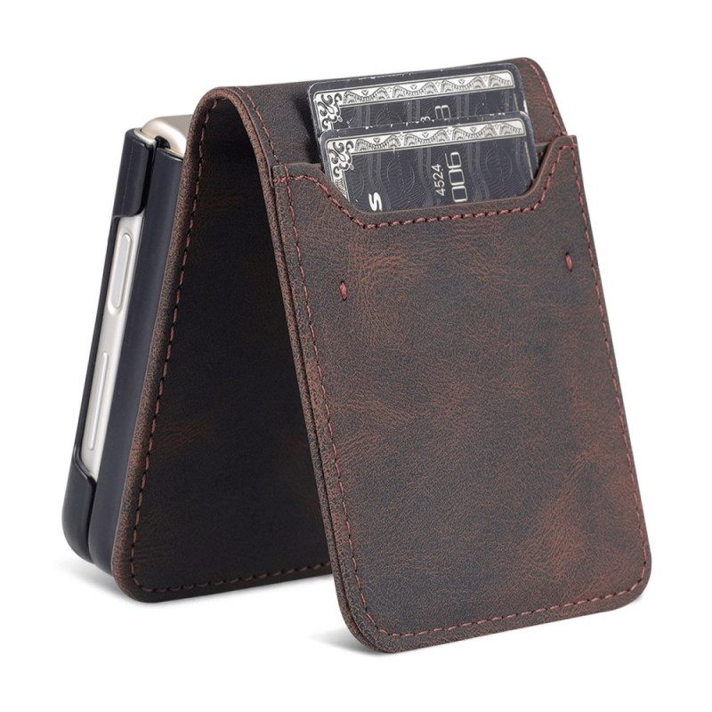 Nahkakuori Samsung Galaxy Z Flip 3 5G Kotelot Flip Leather Effect Korttipidike Ja Hihna Azns