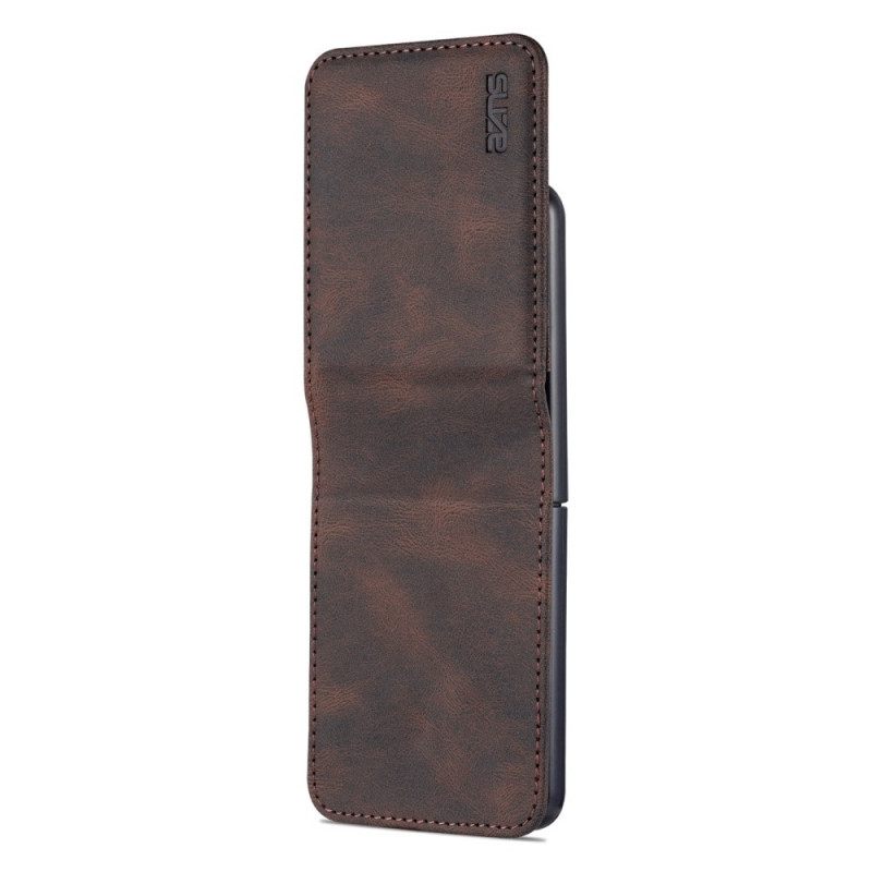 Nahkakuori Samsung Galaxy Z Flip 3 5G Kotelot Flip Leather Effect Korttipidike Ja Hihna Azns