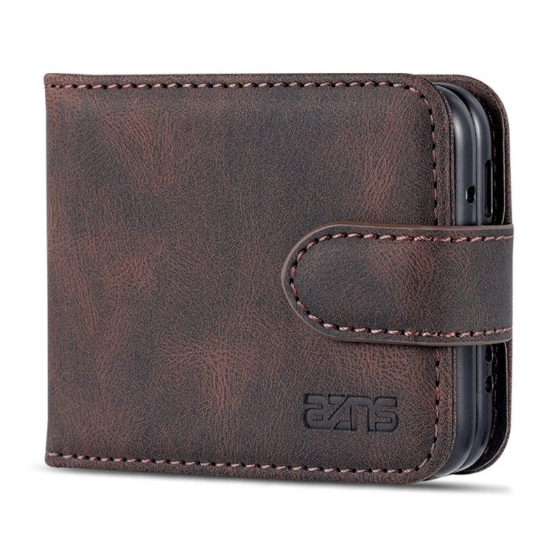 Nahkakuori Samsung Galaxy Z Flip 3 5G Kotelot Flip Leather Effect Korttipidike Ja Hihna Azns