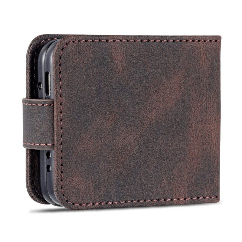 Nahkakuori Samsung Galaxy Z Flip 3 5G Kotelot Flip Leather Effect Korttipidike Ja Hihna Azns