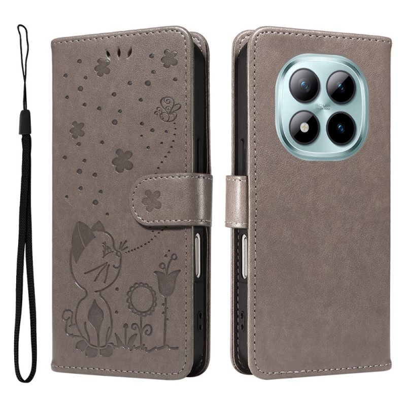 Kotelot Xiaomi Redmi Note 15 Pro Plus 5g Kissa Ja Mehiläinen -kuvio Suojakuori