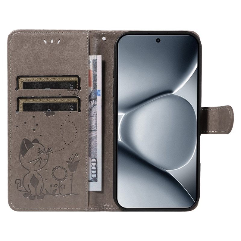 Kotelot Xiaomi Redmi Note 15 Pro Plus 5g Kissa Ja Mehiläinen -kuvio Suojakuori