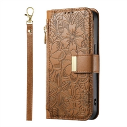 Kotelot Xiaomi Redmi Note 15 Pro Plus 5g Puhelinkuoret Kukkakuvio Ja Vetoketjullinen Tasku