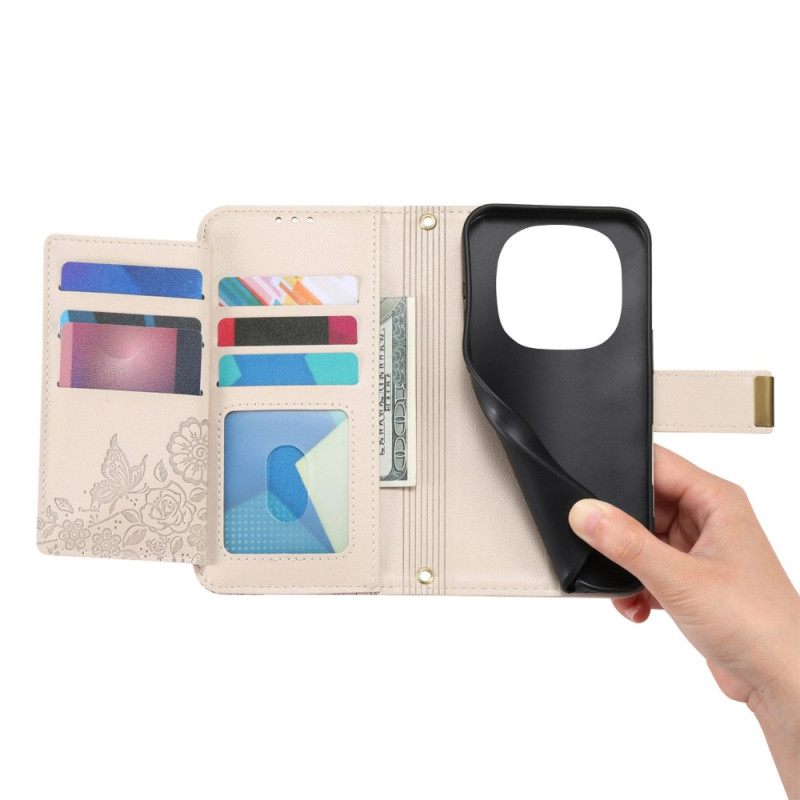 Kotelot Xiaomi Redmi Note 15 Pro Plus 5g Puhelinkuoret Kukkakuvio Ja Vetoketjullinen Tasku