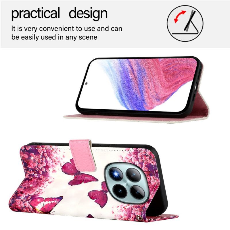 Kotelot Xiaomi Redmi Note 15 Pro Plus 5g Vaaleanpunaiset Perhoset