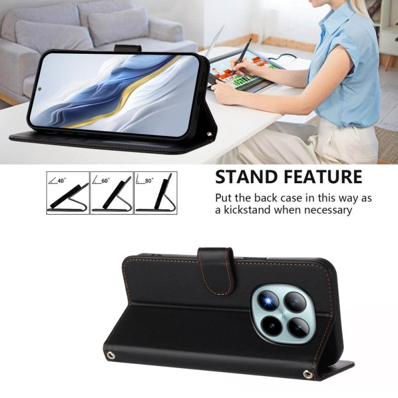 Kotelot Xiaomi Redmi Note 15 Pro Plus 5g Yksivärinen Nahkakuvio Hihna