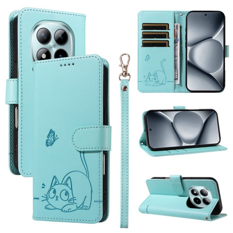 Kuoret Xiaomi Redmi Note 15 Pro Plus 5g Kaiverrettu Kissanhihnoilla Varustettu Lompakko