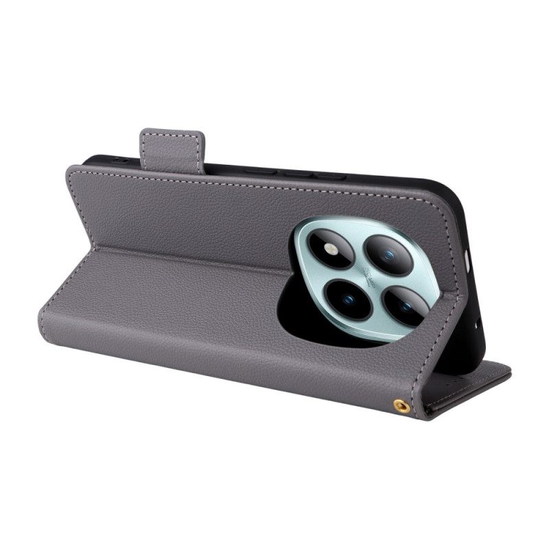 Nahkakotelo Xiaomi Redmi Note 15 Pro Plus 5g Litsi-keinonahka Hihnalla