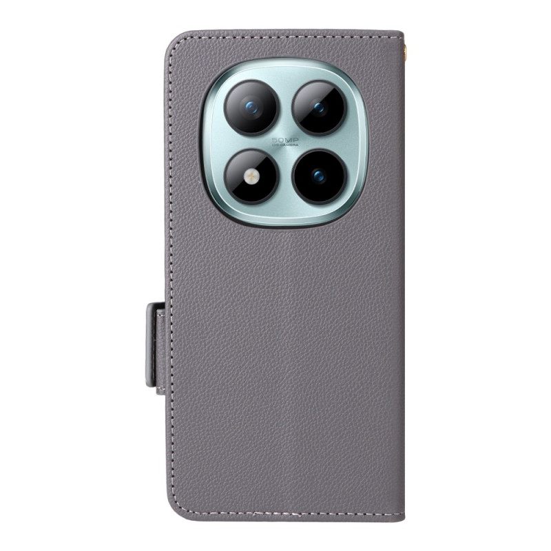 Nahkakotelo Xiaomi Redmi Note 15 Pro Plus 5g Litsi-keinonahka Hihnalla