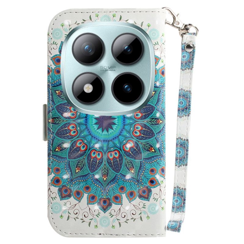 Nahkakotelo Xiaomi Redmi Note 15 Pro Plus 5g Vihreä Hihnoilla Koristeltu Mandala