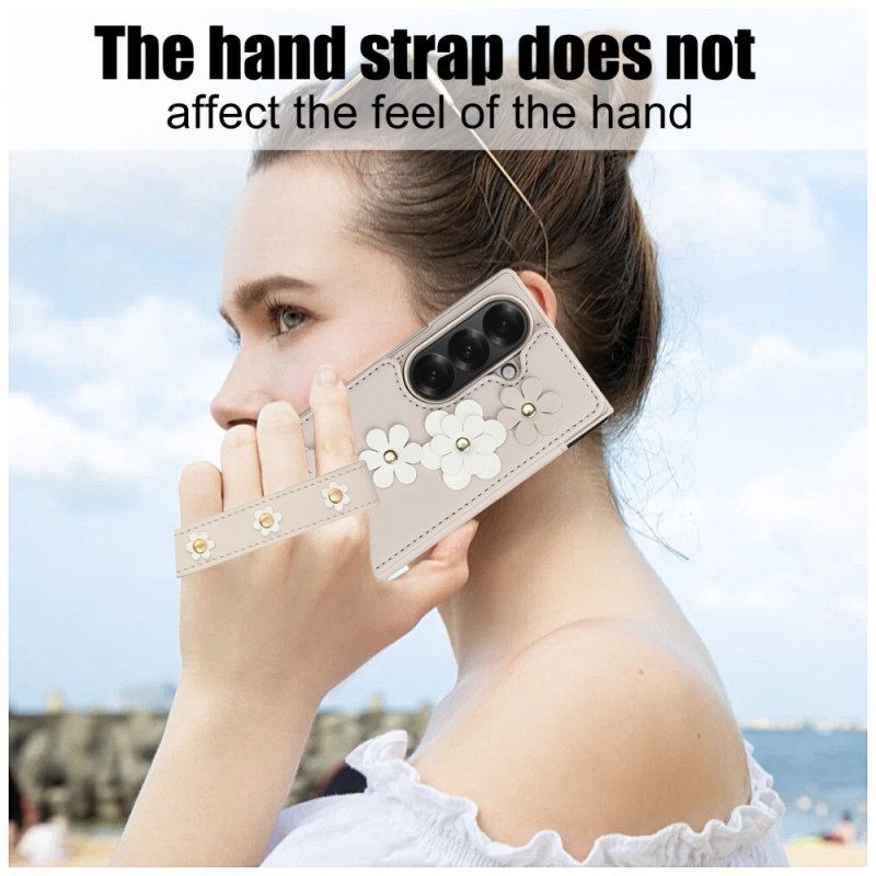 Case Samsung Galaxy Z Fold 7 Puhelinkuoret 3d-kukkakuvioinen Korttiteline Ja Jalusta