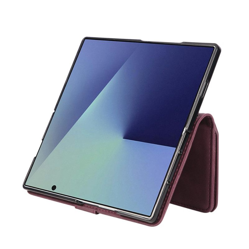 Kotelot Samsung Galaxy Z Fold 7 Mokkanahkakuvioinen Lompakko Olkahihnalla