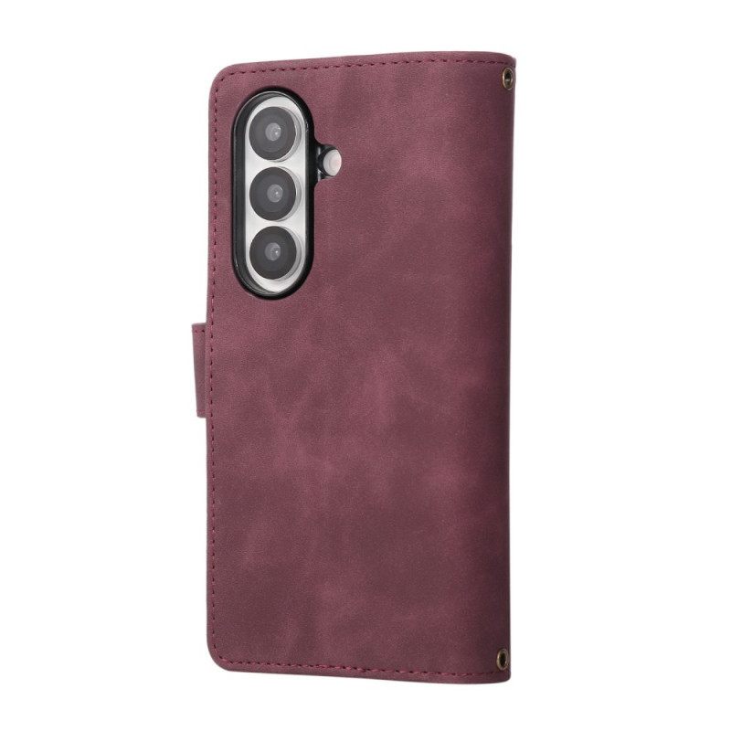 Kotelot Samsung Galaxy Z Fold 7 Mokkanahkakuvioinen Lompakko Olkahihnalla