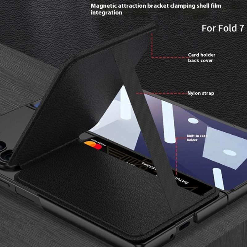 Kuori Samsung Galaxy Z Fold 7 Irrotettava Korttikotelo Ja Integroitu Jalusta
