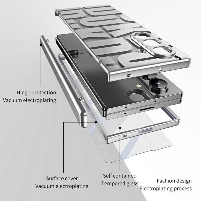 Kuori Samsung Galaxy Z Fold 7 Kirjainmuotoilu Karkaistusta Lasista Valmistetulla Näytönsuojalla