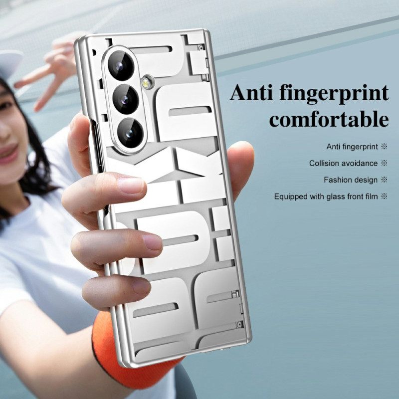 Kuori Samsung Galaxy Z Fold 7 Kirjainmuotoilu Karkaistusta Lasista Valmistetulla Näytönsuojalla