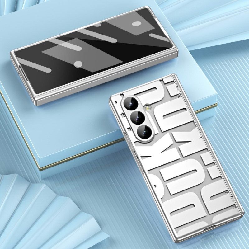 Kuori Samsung Galaxy Z Fold 7 Kirjainmuotoilu Karkaistusta Lasista Valmistetulla Näytönsuojalla
