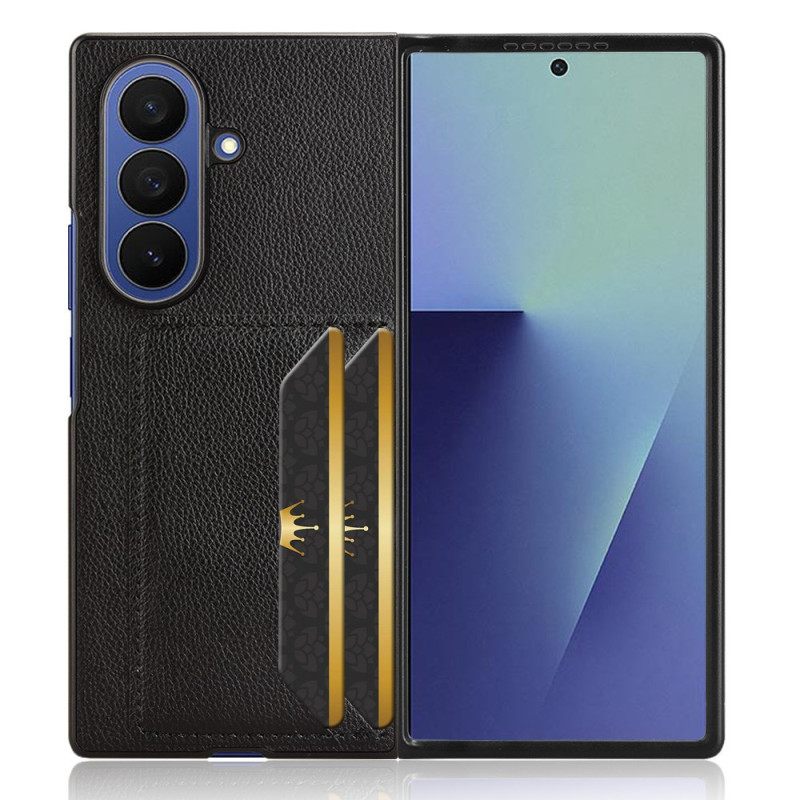 Kuori Samsung Galaxy Z Fold 7 Litsikuvioinen Kuvio Korttikotelolla