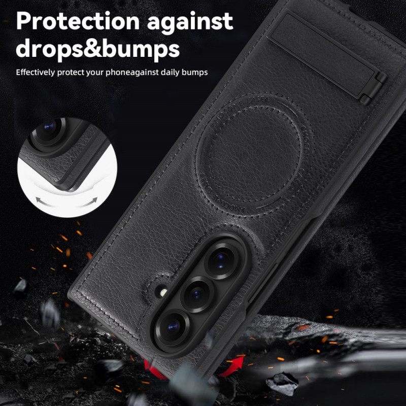 Kuori Samsung Galaxy Z Fold 7 Magsafe-nahkaefekti Ja Jalusta