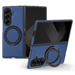 Kuori Samsung Galaxy Z Fold 7 Magsafe-yhteensopiva Nahkaefekti Pyörivällä Rengaspidikkeellä