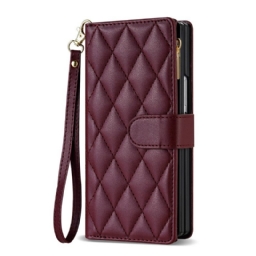 Nahkakotelo Samsung Galaxy Z Fold 7 Pehmustettu Olkahihnalla Ja Kaulanauhalla