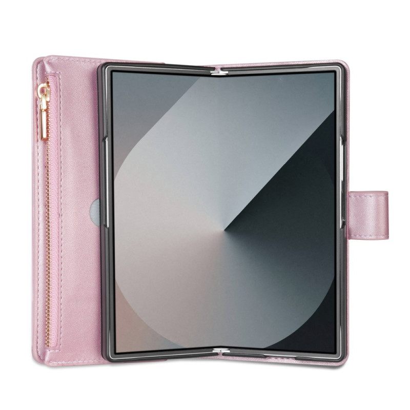 Nahkakotelo Samsung Galaxy Z Fold 7 Pehmustettu Olkahihnalla Ja Kaulanauhalla