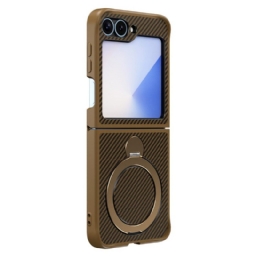 Case Samsung Galaxy Z Flip 7 Fe Puhelinkuoret Hiilikuitumuotoilu Magneettijalustalla