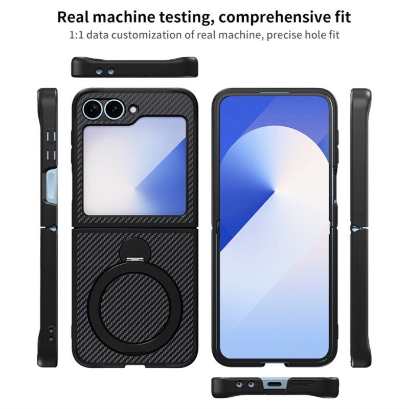 Case Samsung Galaxy Z Flip 7 Fe Puhelinkuoret Hiilikuitumuotoilu Magneettijalustalla