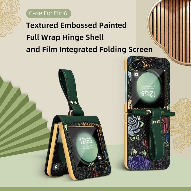 Kuori Samsung Galaxy Z Flip 7 Fe Kukkakuvioinen Olkahihna