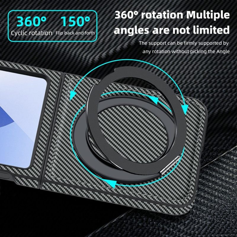 Kuori Samsung Galaxy Z Flip 7 Fe Magneettinen Hiilikuitu Ja Jalusta