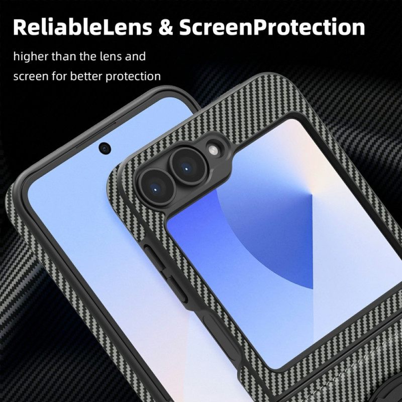 Kuori Samsung Galaxy Z Flip 7 Fe Magneettinen Hiilikuitu Ja Jalusta